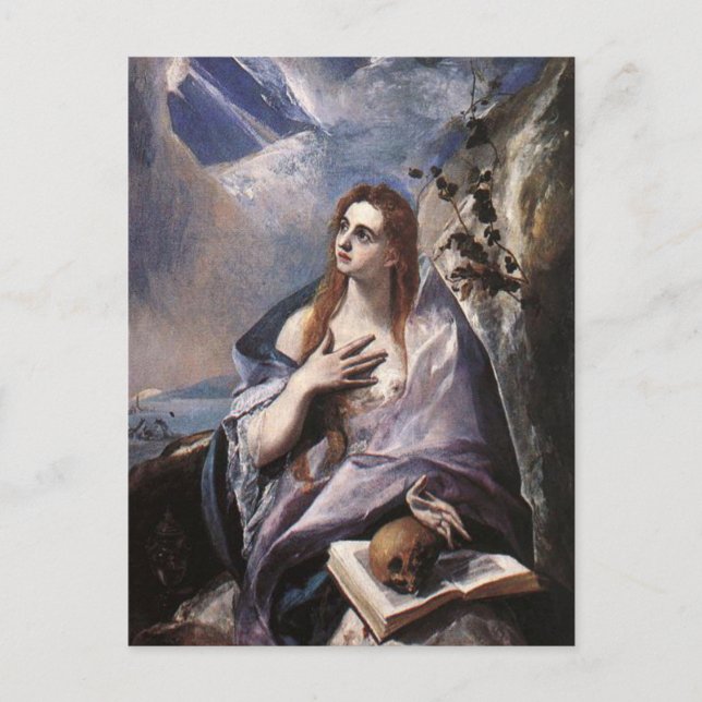 Tarjeta postal de María Magdalena en penitencia po (Anverso)