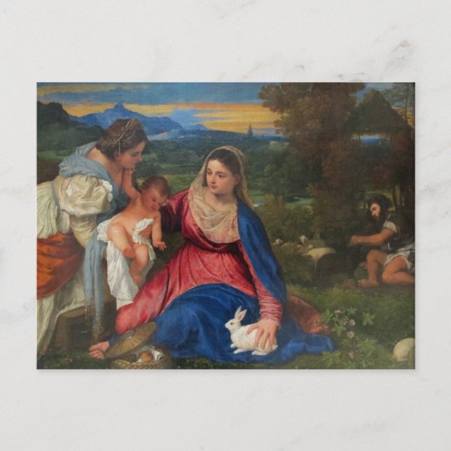 Tarjeta postal de María y el Niño Jesús de Tiziano (Anverso)