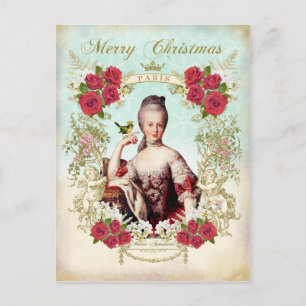 Tarjeta postal de Marie Antoinette Bird Red Roses