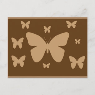 Tarjeta postal de mariposa marrón y beige