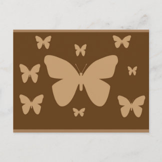 Tarjeta postal de mariposa marrón y beige