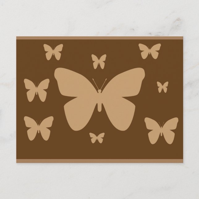 Tarjeta postal de mariposa marrón y beige (Anverso)