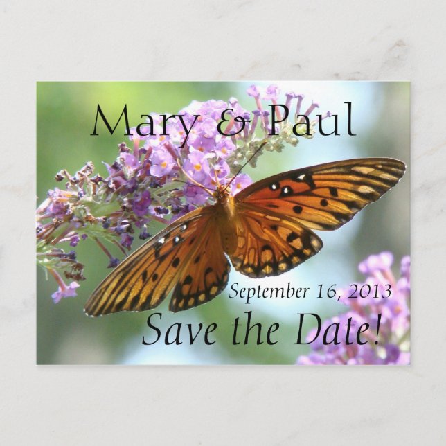 Tarjeta Postal de Mariposa para Guardar la Fecha (Anverso)