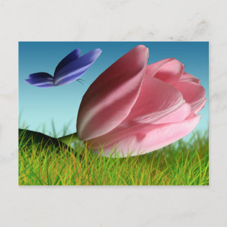 Tarjeta postal de mariposa rosada tulipúrpura mari
