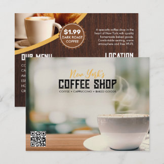 Tarjeta postal de marketing simple para cafetería