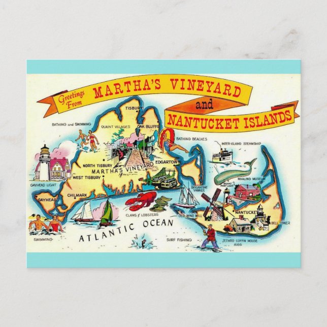 Tarjeta postal de Martha's Vineyard Nantucket (Anverso)