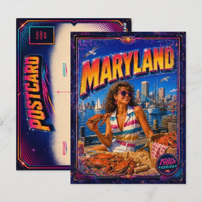 Tarjeta postal de Maryland de los 80 retro (Anverso / Reverso)