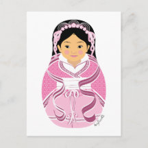 Tarjeta postal de Matryoshka china con HanFu