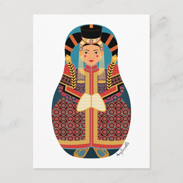Tarjeta postal de Matryoshka mongol (Anverso)