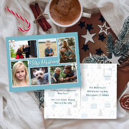 Tarjeta postal de mensaje de seis fotos familiares