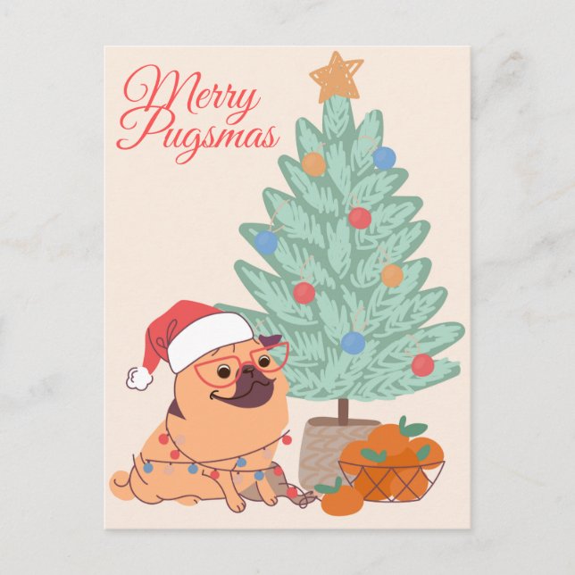 Tarjeta postal de Merry Pugsmas (Anverso)