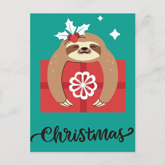 Tarjeta postal de Merry Slothmas (Anverso)