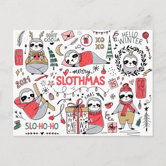 Tarjeta postal de Merry Slothmas (Anverso)