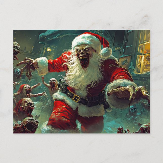 Tarjeta postal de Merry Zombie Navidades (Anverso)