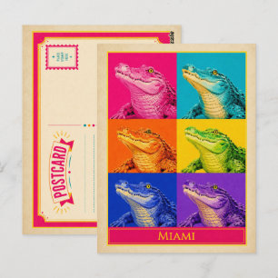 Tarjeta postal de Miami Florida Caimán Arte Pop Vi