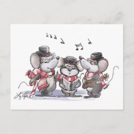 Tarjeta postal de Mic, Mac y Moe cantando villanci