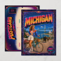 Tarjeta postal de Michigan de los 80 retro