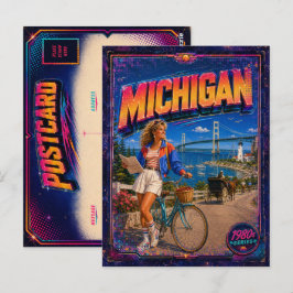 Tarjeta postal de Michigan de los 80 retro