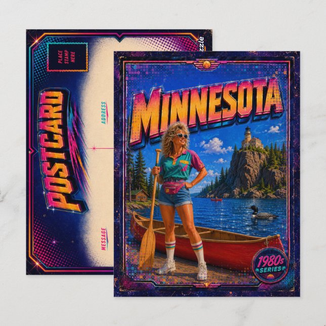 Tarjeta postal de Minnesota de los 80 retro (Anverso / Reverso)