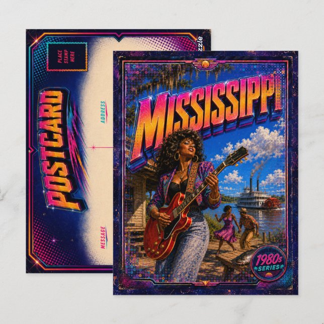 Tarjeta postal de Mississippi de los 80 retro (Anverso / Reverso)