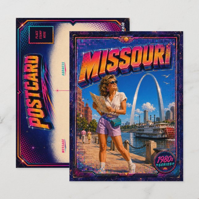 Tarjeta postal de Missouri de los 80 retro (Anverso / Reverso)