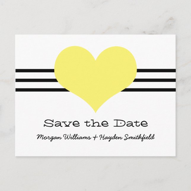 Tarjeta postal de Mod Heart Save the Date, Amarill (Anverso)