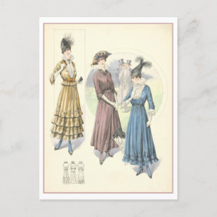 Tarjeta postal de moda de 1915 antigua