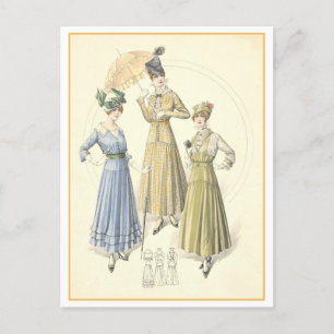 Tarjeta postal de moda de 1915 antigua