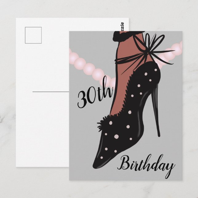 Tarjeta postal de moda y belleza de tacón de mujer (Anverso / Reverso)
