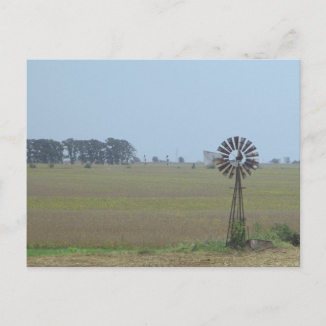 Tarjeta postal de molino de viento rural (Anverso)