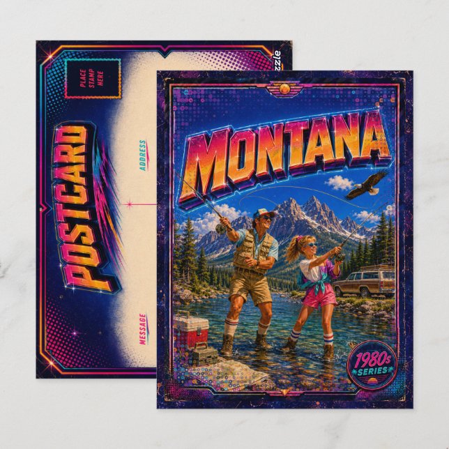 Tarjeta postal de Montana de los 80 retro (Anverso / Reverso)