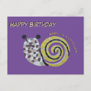 Tarjeta postal de mosaico de caracol lindo Cumplea