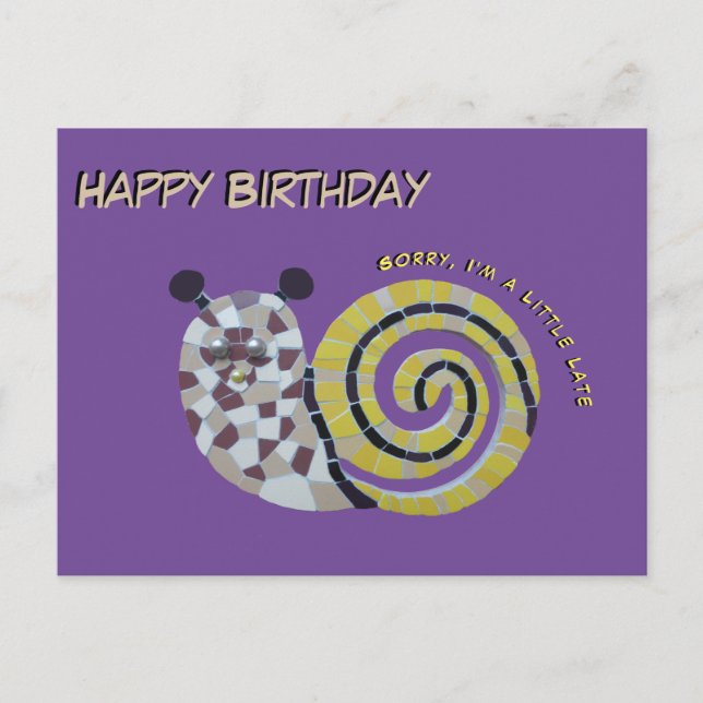 Tarjeta postal de mosaico de caracol lindo Cumplea (Anverso)