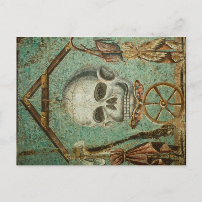 Tarjeta postal de mosaico de cráneo romano por S.  (Anverso)