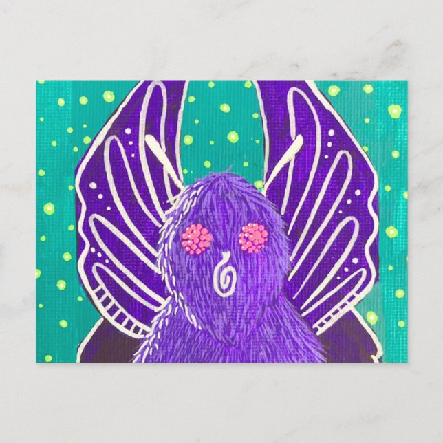 Tarjeta postal de Mothman púrpura (Anverso)