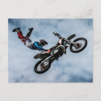 Tarjeta postal de motociclista