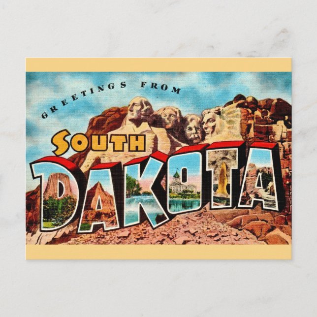 Tarjeta postal de Mt Rushmore de Dakota del Sur  (Anverso)
