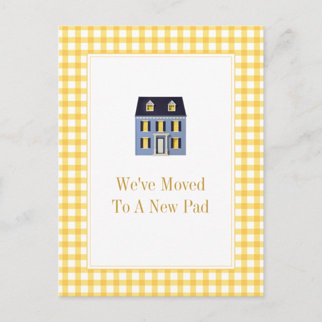 Tarjeta postal de mudanza de Gingham Home (Anverso)