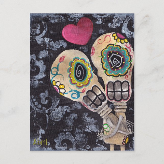 Tarjeta postal de Muertos de Amor (Anverso)