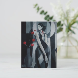 Tarjeta postal de mujer Art Deco con pulso silenci