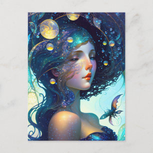 Tarjeta postal de mujer de las estrellas