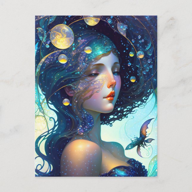 Tarjeta postal de mujer de las estrellas (Anverso)