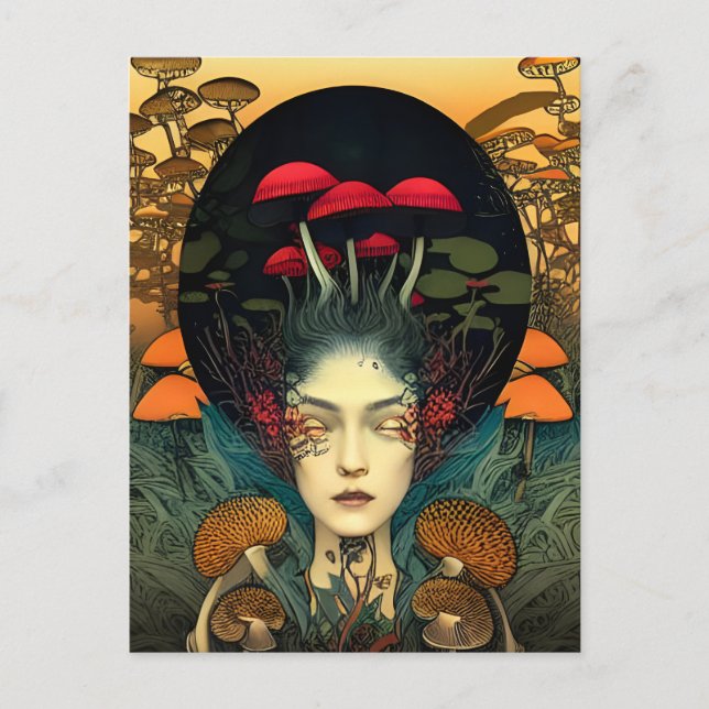 Tarjeta postal de mujer hongo (Anverso)