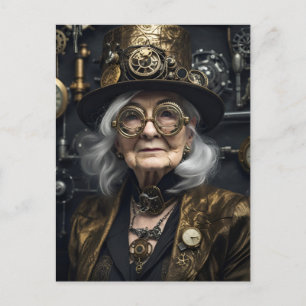 Tarjeta postal de mujer steampunk