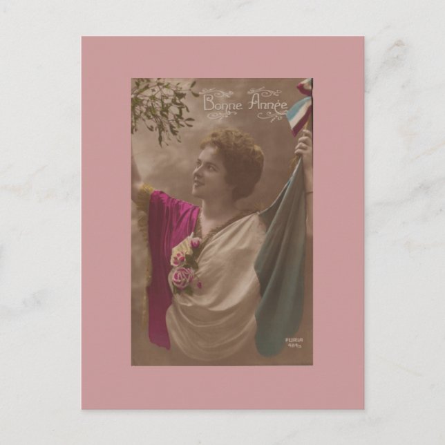 Tarjeta postal de mujeres francesas de época (Anverso)