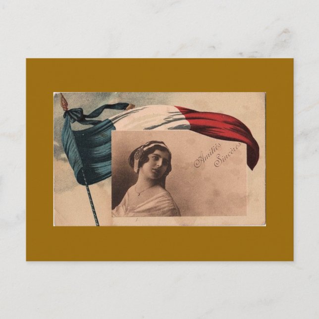 Tarjeta postal de mujeres francesas de época (Anverso)