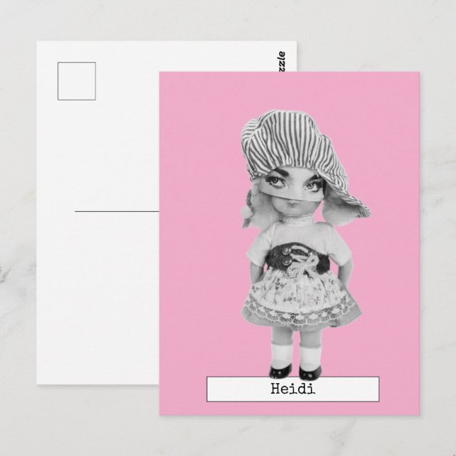 Tarjeta postal de muñeca de moda genial (Anverso / Reverso)