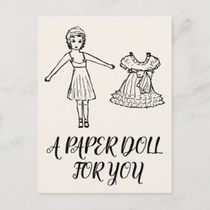 TARJETA POSTAL DE MUÑECA DE PAPEL