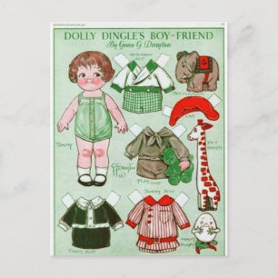 Tarjeta postal de muñeca de papel de la amiga de D