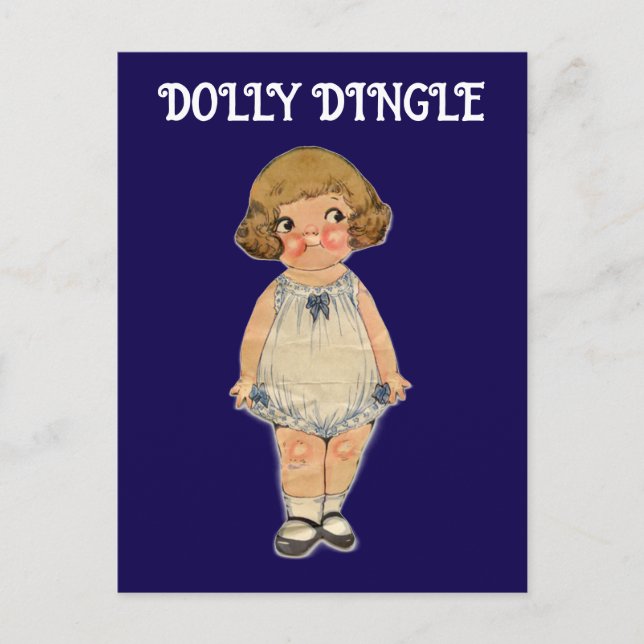 TARJETA POSTAL DE MUÑECA DE PAPEL DOLLY DINGLE (Anverso)
